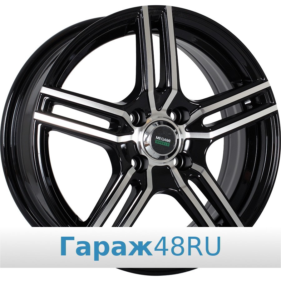 Megami MGM-1 R15 / 6J PCD 4x100 ET 50 ЦО 60.1 Литые Черный глянцевый с полированной лицевой поверхностью